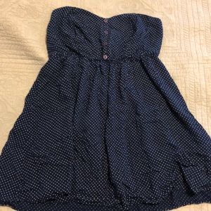 Plus size navy blue and white polka dot halter top